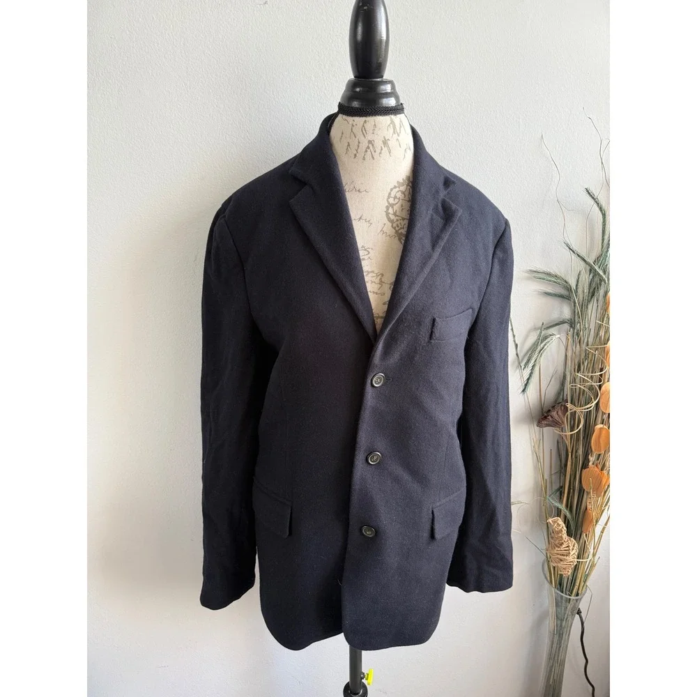 J.Crew Mens Navy Blue 100% Wool 3-Button Blazer Jacket 40R 77922 FA06